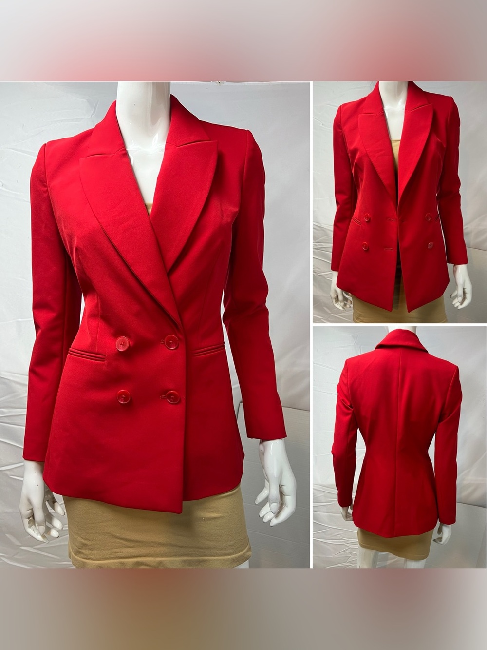 Express Women’s Size XS Red Double Breasted Stretchy Blazer Jacket
